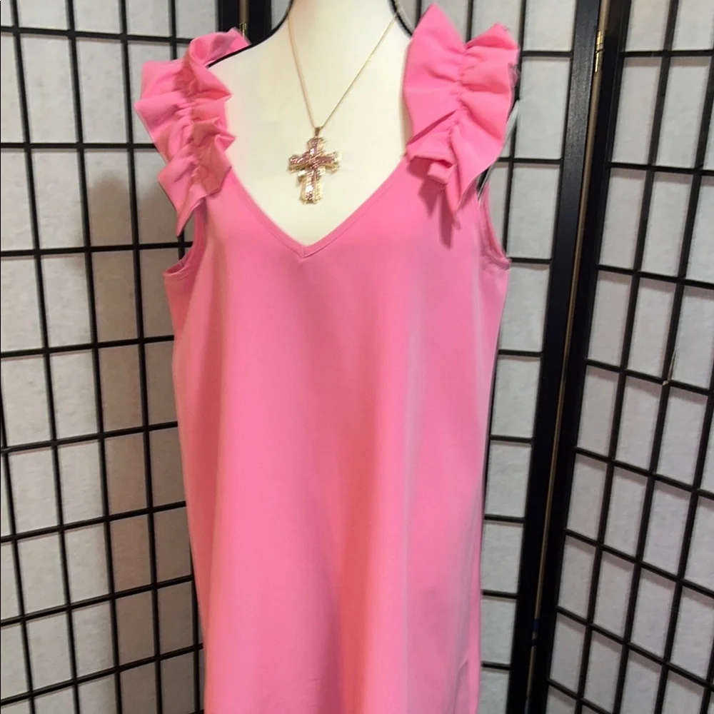 Mud Pie Pink Ruffled Sleeveless Midi Sundress - Picture 10 of 12